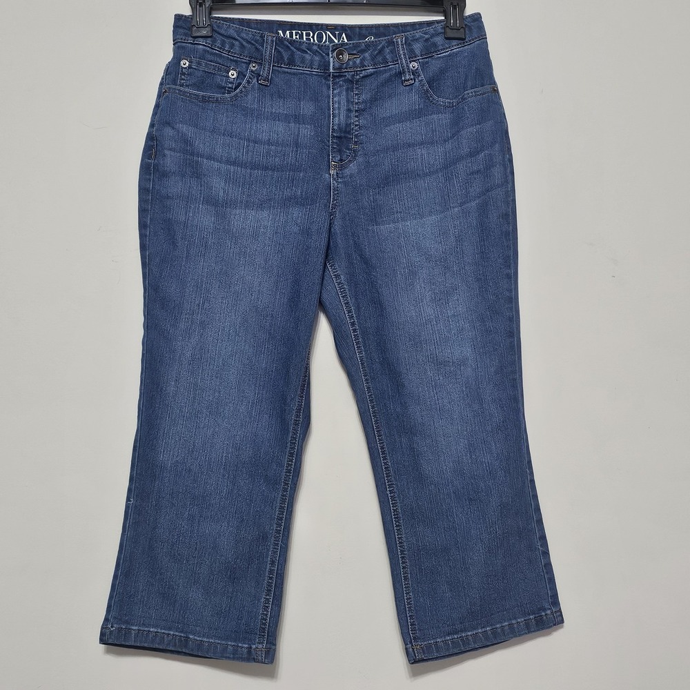 Merona Women's Jeans‎ Pants Size 8 Blue Medium Wash Stretch Crop Fit-1 453226